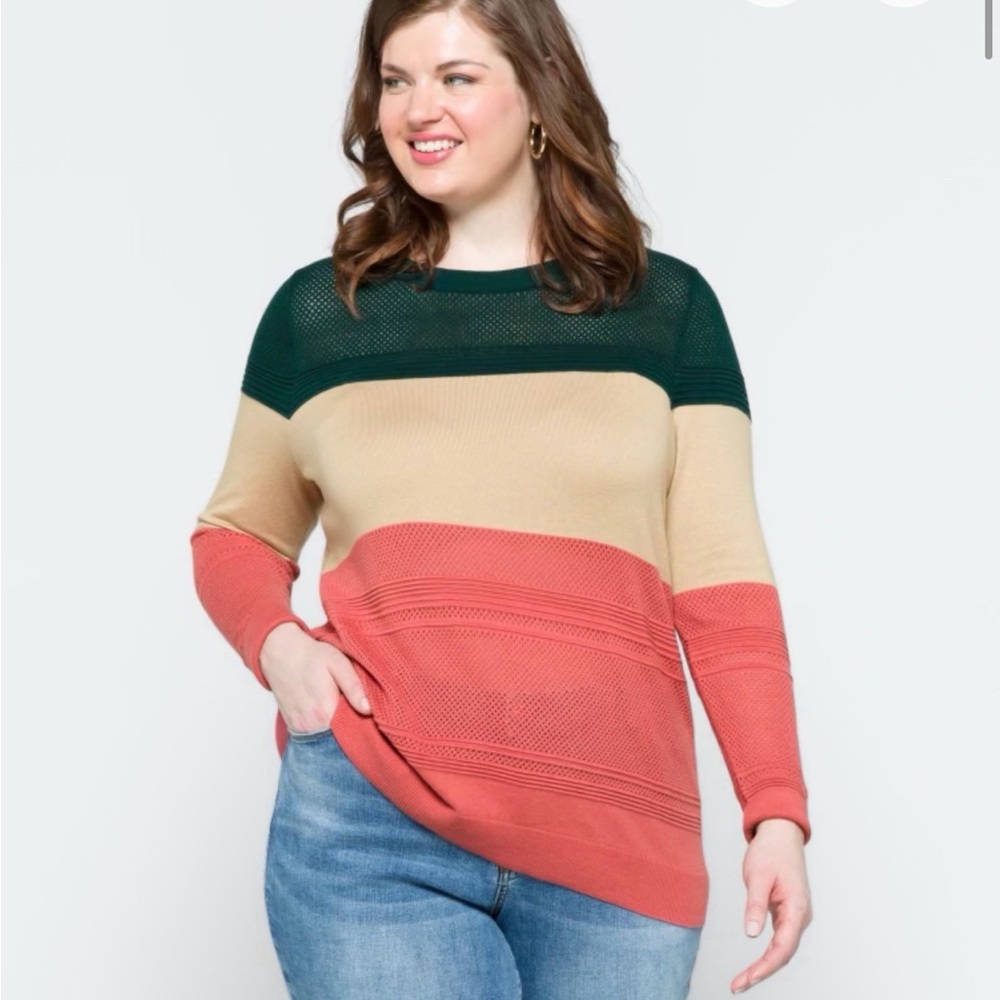 MARKET & SPRUCE Quintana Colorblock Mesh Sweater NWT